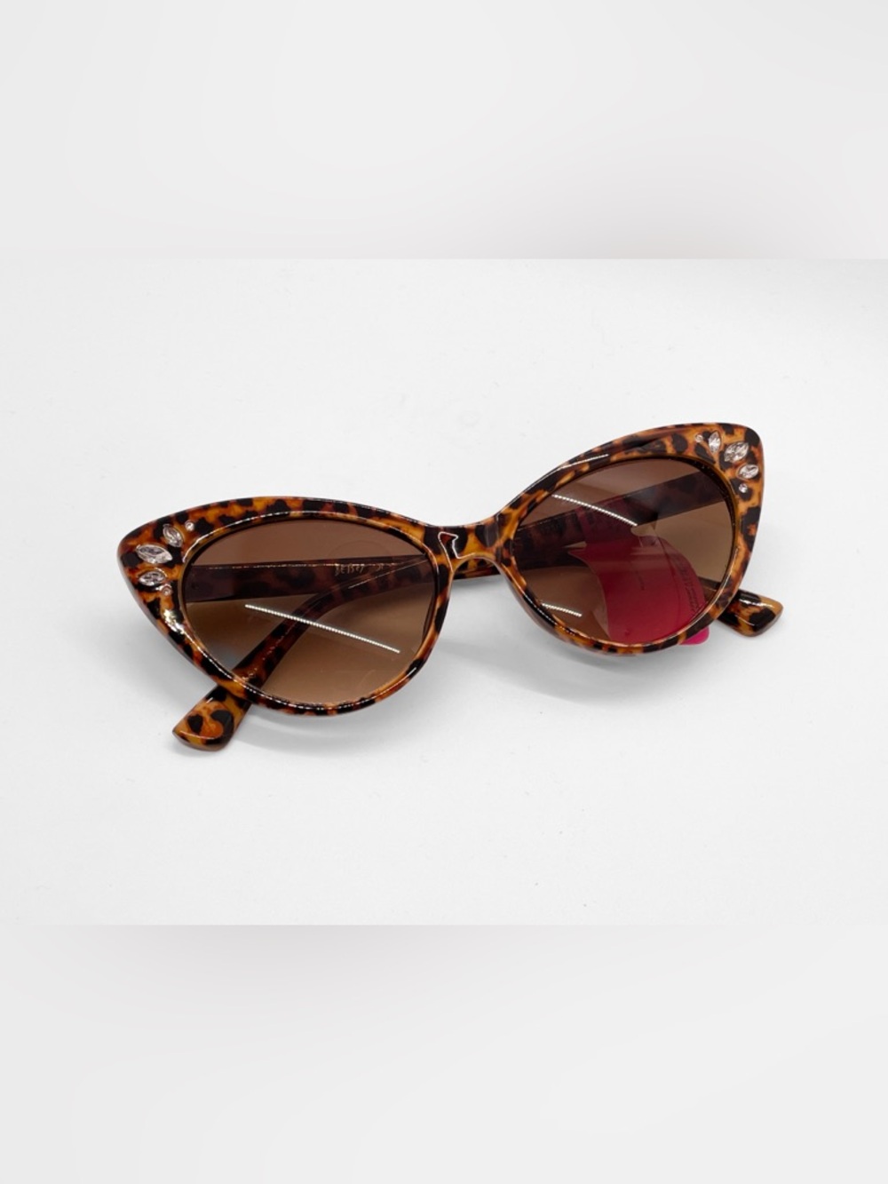 Betsey Johnson Tortoiseshell Cat Eye Glam Sunglasses with Rhinestones Rockabilly
